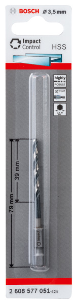 BOSCH HSS Spiralbohrer mit Sechskantschaft 3,5 mm