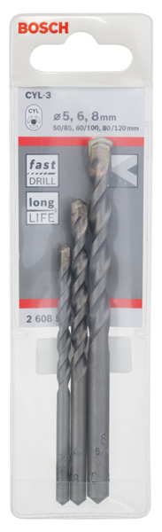 BOSCH 3-tlg. CYL-3 Betonbohrer-Set, 5/6/8 mm