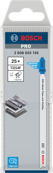 BOSCH PRO Metal Pipes and Profiles T321AF Stichsägeblatt, 132 mm, 25-tlg.