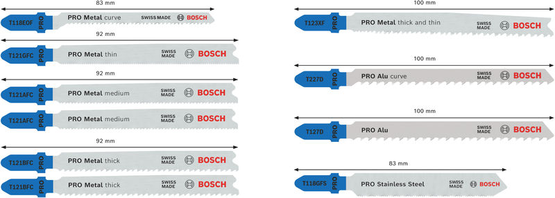 BOSCH PRO Metal and Alu Stichsägeblatt Set, 92 mm, 10-tlg.
