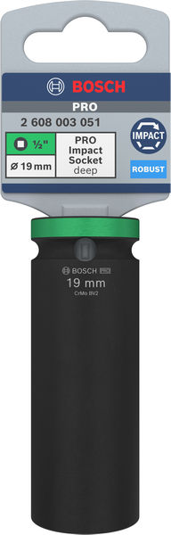 BOSCH PRO Impact Steckschlüsselsatz, 1/2", 19 mm, tief