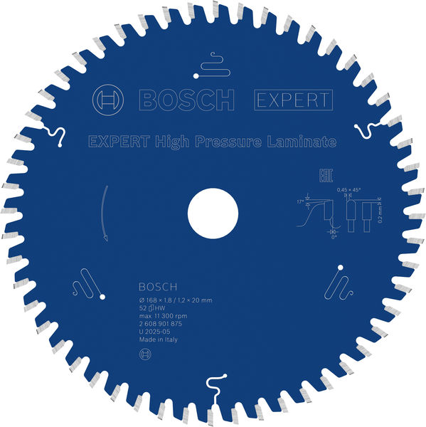 BOSCH EXPERT High Pressure Laminate Kreissägeblatt, 168x1,8/1,2x20 mm, Z52 BOSCH EXPERT High Pressure Laminate Kreissägeblatt, 168x1,8/1,2x20 mm, Z52