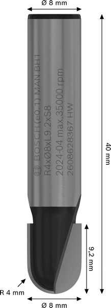 BOSCH PRO Hohlkehlfräser, R 4, Schaft 8 mm BOSCH PRO Hohlkehlfräser, R 4, Schaft 8 mm