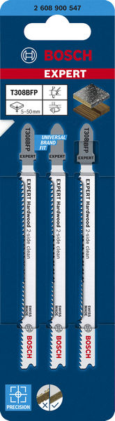 BOSCH EXPERT Hardwood 2-side clean T308BFP Stichsägeblatt, 3-tlg. BOSCH EXPERT Hardwood 2-side clean T308BFP Stichsägeblatt, 3-tlg.