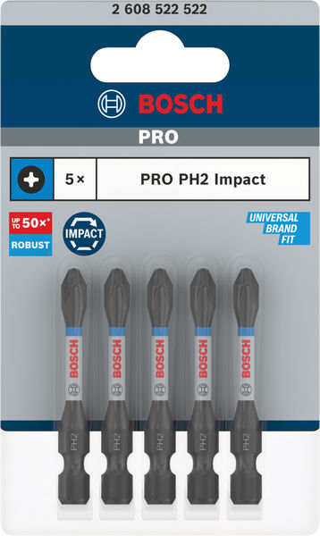 BOSCH PRO Phillips Impact Bit, PH2, 55 mm, 5-tlg.