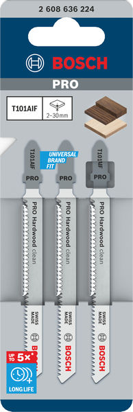 BOSCH PRO Hardwood clean T101AIF Stichsägeblatt, 100 mm, 3-tlg.