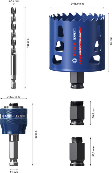 BOSCH EXPERT Multi Material Power Change Plus-Lochsägen Kit, 68 x 60 mm