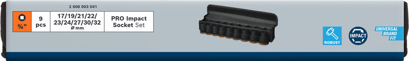 BOSCH PRO Impact Steckschlüsselsatz Set, 3/4", Standard, 9-tlg.