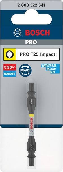 BOSCH PRO Impact Schrauberbit mit Doppelklingen und Pick and Click-Einsätzen, T25,65mm BOSCH PRO Impact Schrauberbit mit Doppelklingen und Pick and Click-Einsätzen, T25,65mm