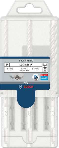 BOSCH PRO SDS plus-5X Hammerbohrer-Set, 6/8/10 mm, 3-tlg.