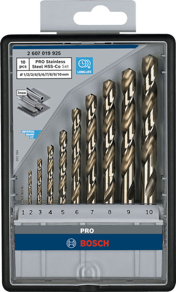 BOSCH PRO Stainless Steel HSS-Co Spiralbohrer-Set, 10-tlg.