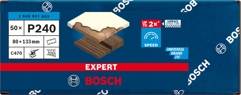 BOSCH EXPERT C470 Schleifblatt, 80x133mm, K240, 8 Löcher, 50-tlg.