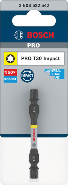 BOSCH PRO Impact Schrauberbit mit Doppelklingen und Pick and Click-Einsätzen, T30,65mm BOSCH PRO Impact Schrauberbit mit Doppelklingen und Pick and Click-Einsätzen, T30,65mm