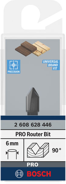 BOSCH PRO V-Nutfräser, 90° x Ø 9,5, Schaft 6 mm BOSCH PRO V-Nutfräser, 90° x Ø 9,5, Schaft 6 mm