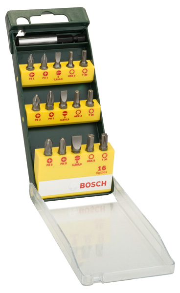 BOSCH 16-teiliges Schrauberbit-Set mit magnetischen Universalhalter BOSCH 16-teiliges Schrauberbit-Set mit magnetischen Universalhalter
