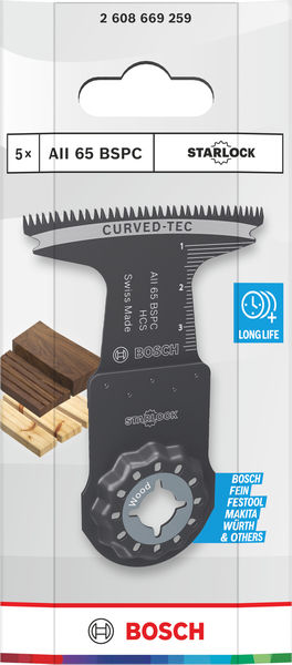BOSCH AII 65 BSPC Holz Tauchsägeblatt, Starlock, 65 x 40 mm, 5-tlg. BOSCH AII 65 BSPC Holz Tauchsägeblatt, Starlock, 65 x 40 mm, 5-tlg.
