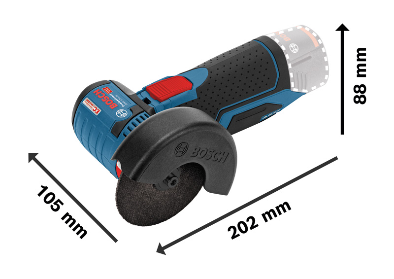 BOSCH Akku-Winkelschleifer GWS 12V-76, 2 x Akku GBA 12V 2.0Ah