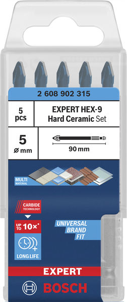 BOSCH EXPERT HEX-9 Hard Ceramic HEX-9 Bohrer-Set, 5 x 90 mm, 5-tlg.