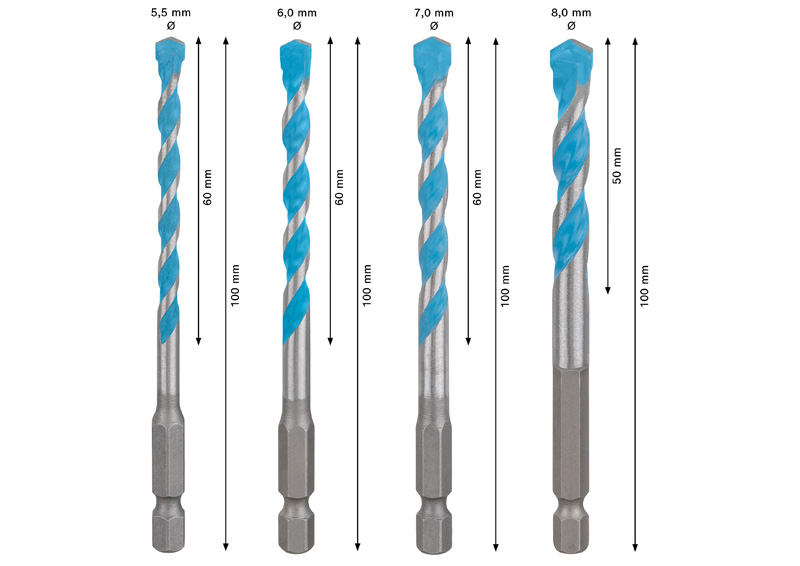 BOSCH EXPERT HEX-9 Multi Construction Bohrer-Set, 5,5/6/7/8x100 mm, 4-tlg. BOSCH EXPERT HEX-9 Multi Construction Bohrer-Set, 5,5/6/7/8x100 mm, 4-tlg.