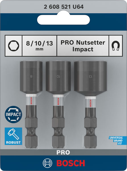 BOSCH PRO Nutsetter Impact Set, 8 x 50, 10 x 50, 13 x 50 mm, 3-tlg.