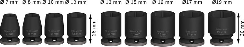 BOSCH PRO Impact Steckschlüsselsatz Set, 3/8", Standard, 9-tlg. BOSCH PRO Impact Steckschlüsselsatz Set, 3/8", Standard, 9-tlg.