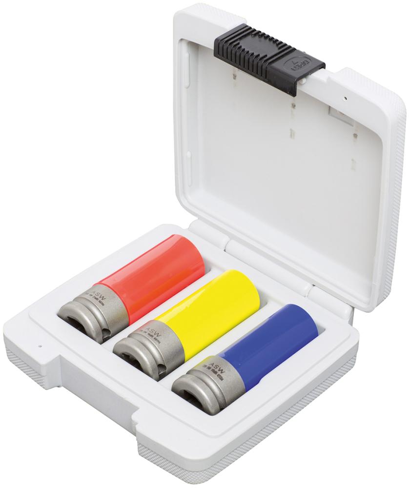 ASW Kraft- Steckschlüsseleinsatz- Satz mit Kunststoff-Hülse1/2" 3-teilig ASW ASW Kraft- Steckschlüsseleinsatz- Satz mit Kunststoff-Hülse1/2" 3-teilig ASW