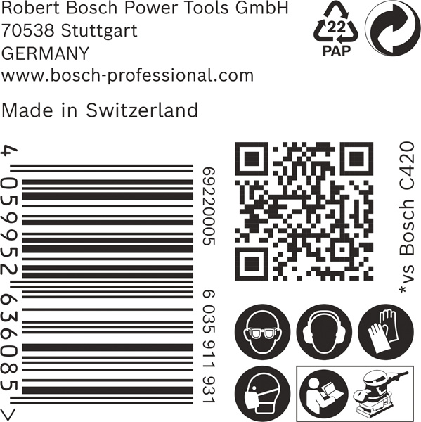 BOSCH EXPERT C470 Schleifblatt, 115x107mm, K180, 6 Löcher, 50-tlg.