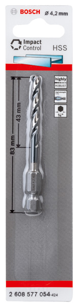 BOSCH HSS-Hex-Schaft Spiralbohrer 4,2 mm