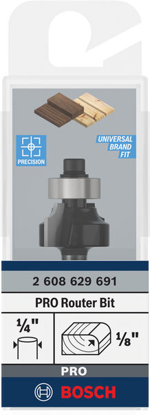 BOSCH PRO Abrundfräser, R 1/8", Schaft 1/4"