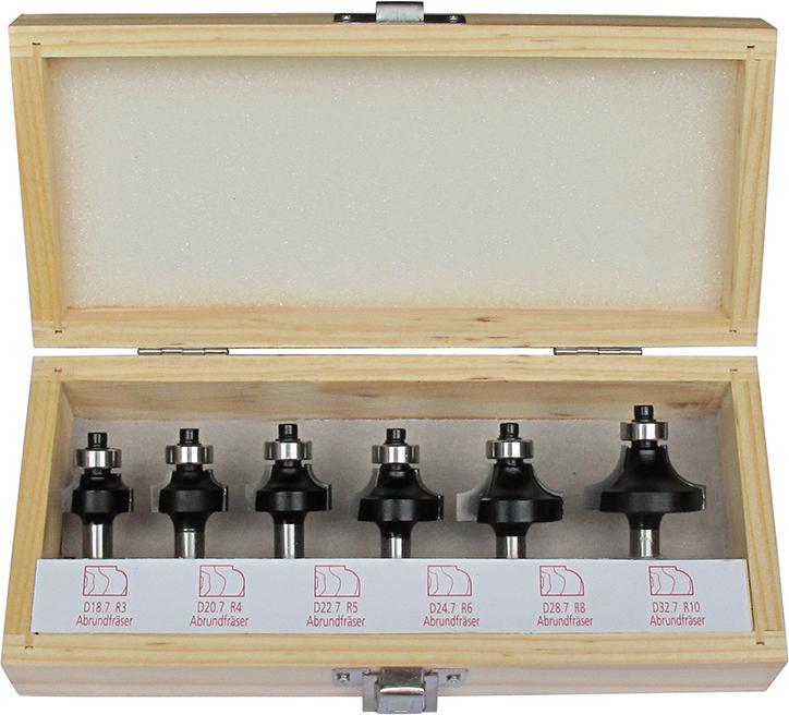 FORTIS HW-Abrundfräser-Satz S8 6-tlg. im Holzkoffer