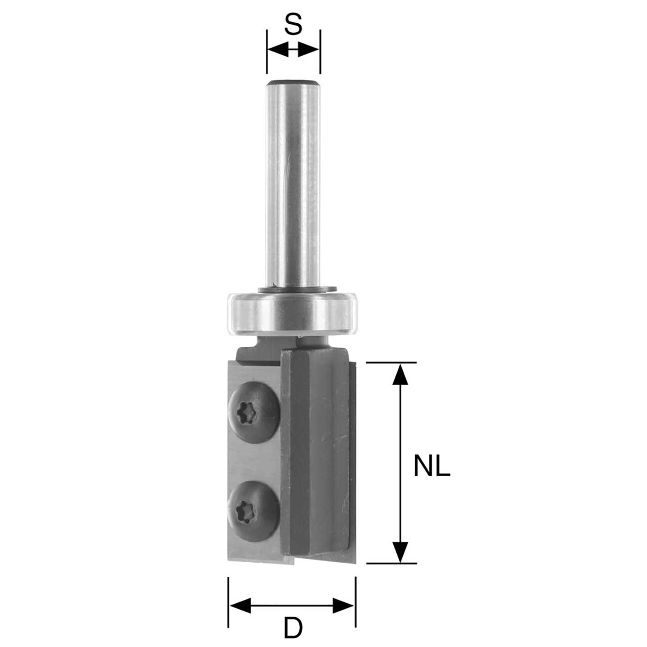 BRÜCK HW-WP-Bündigfräser Typ 386A Z2 D=19mm,NL=30mm,S=8mm Kula schafts.