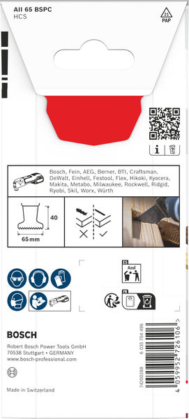 BOSCH AII 65 BSPC Holz Tauchsägeblatt, Starlock, 65 x 40 mm BOSCH AII 65 BSPC Holz Tauchsägeblatt, Starlock, 65 x 40 mm