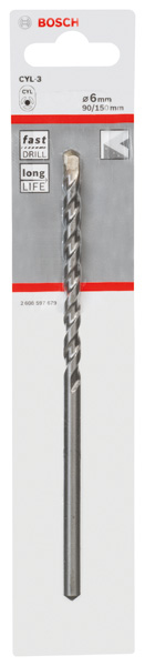 BOSCH Betonbohrer CYL-3, 6 x 90 x 150 mm, d 5,5 mm, 1er-Pack BOSCH Betonbohrer CYL-3, 6 x 90 x 150 mm, d 5,5 mm, 1er-Pack