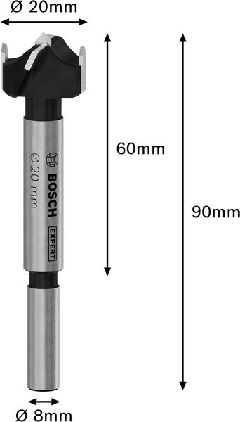BOSCH EXPERT Laminated Wood Scharnierlochbohrer, 20 x 60 x 90 mm