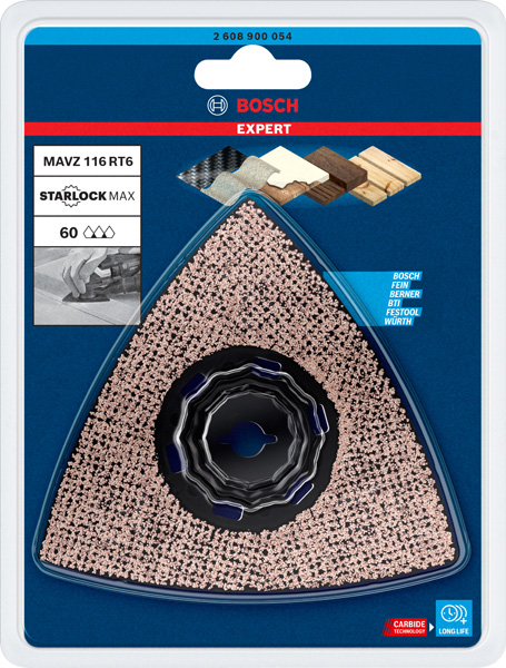 BOSCH EXPERT Sanding Plate MAVZ 116 RT6 Blatt für Multifunktionswerkzeuge, 116 mm