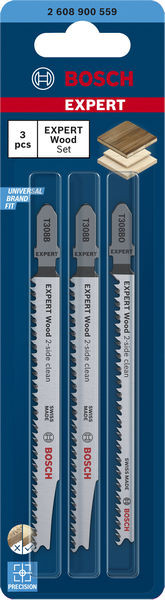BOSCH Expert Wood 2-side clean Stichsägeblatt-Set, 3-tlg. BOSCH Expert Wood 2-side clean Stichsägeblatt-Set, 3-tlg.