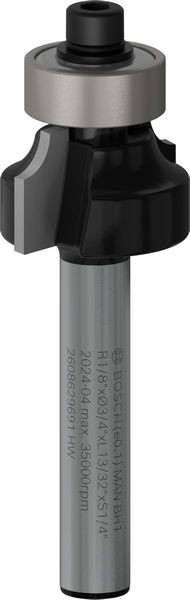 BOSCH PRO Abrundfräser, R 1/8", Schaft 1/4"