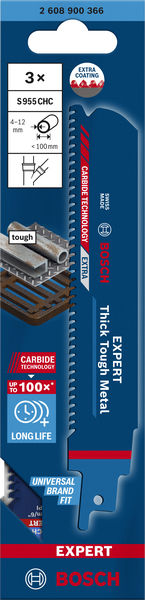 BOSCH EXPERT S955CHC Thick Tough Metal Säbelsägeblatt, 3-tlg. BOSCH EXPERT S955CHC Thick Tough Metal Säbelsägeblatt, 3-tlg.