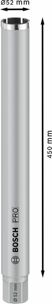 BOSCH PRO Nassbohrkrone, 52 x 450 mm, G 1 1/4 Zoll UNC