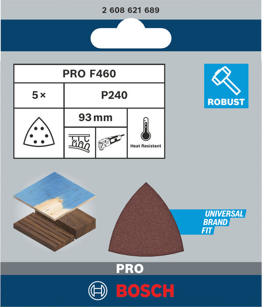 BOSCH PRO F460 Schleifblatt, 93 x 93 mm; G240, 5-tlg.
