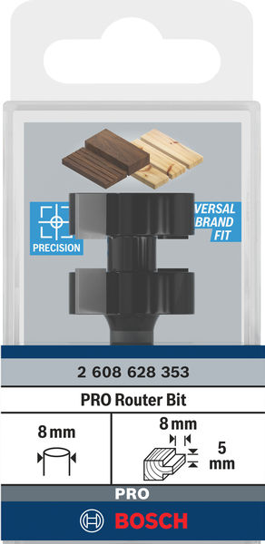 BOSCH PRO T-Nutfräser, Ø 25 x L 5, Schaft 8 mm
