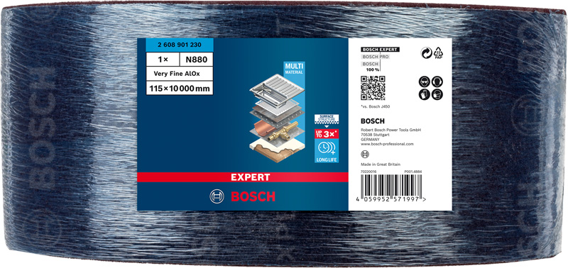BOSCH EXPERT N880 Vliesrolle, 115x10mm, Sehr feines AlOx BOSCH EXPERT N880 Vliesrolle, 115x10mm, Sehr feines AlOx