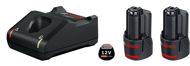 BOSCH Akku Starter-Set: 2 x GBA 12 Volt, 3.0 Ah und GAL 12V-40 BOSCH Akku Starter-Set: 2 x GBA 12 Volt, 3.0 Ah und GAL 12V-40