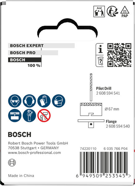 BOSCH Brick and Soft Tile Lochsäge mit Aufsteckhalter, 67 x 60 mm