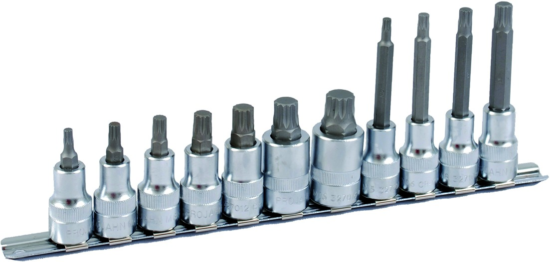 PROJAHN 1/2" Bit Stecknuss Satz auf Schiene 11tlg Vielzahn, 60 + 100mm PROJAHN 1/2" Bit Stecknuss Satz auf Schiene 11tlg Vielzahn, 60 + 100mm