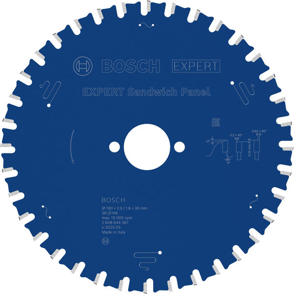 BOSCH EXPERT Sandwich Panel Kreissägeblatt, 190x2/1,6x30 mm, Z36 BOSCH EXPERT Sandwich Panel Kreissägeblatt, 190x2/1,6x30 mm, Z36