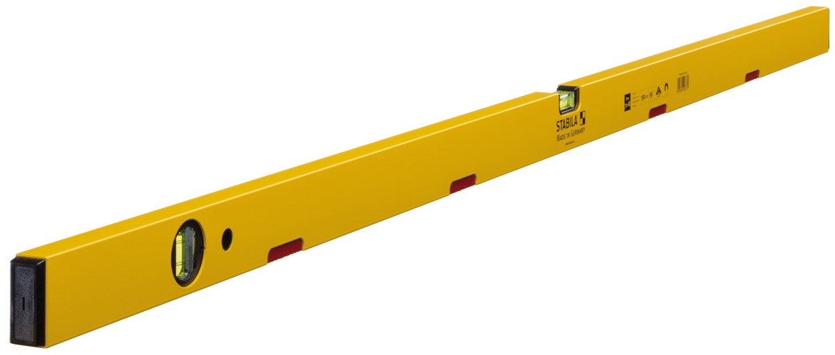 STABILA Magnet-Wasserwaage Type 70 M, 150 cm, leichtes Alu-Profil, starkes Seltenerd-Magnetsystem, 1 Horizontal-Libelle, 1 Vertikal-Libelle, Made in Germany