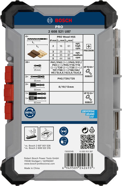 BOSCH PRO Impact Schrauberbits und Holzbohrer Set, 40-tlg. BOSCH PRO Impact Schrauberbits und Holzbohrer Set, 40-tlg.