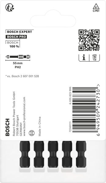 BOSCH PRO Phillips Impact Bit, PH2, 55 mm, 5-tlg.