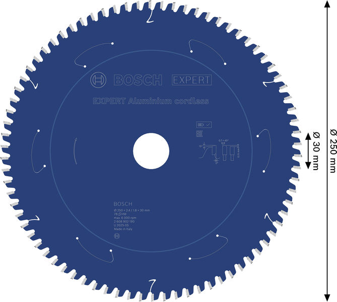 BOSCH EXPERT Aluminium Kreissägeblatt, 250x30 mm, Z78 BOSCH EXPERT Aluminium Kreissägeblatt, 250x30 mm, Z78